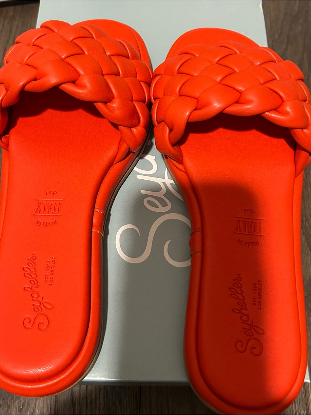 Seychelles Braided Slide Sandals in Vibrant Orange
